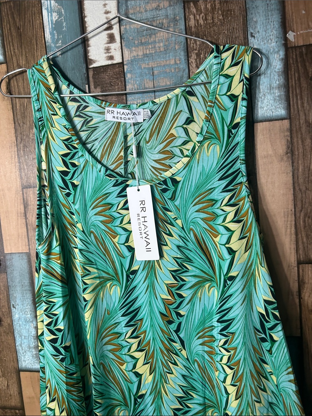 Teal Palm-Print Sleeveless Midi Dress - Picture 8 of 16